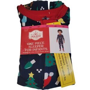 Holiday Time Baby Christmas One Piece Sleeper PJ's Size 18 months NWT